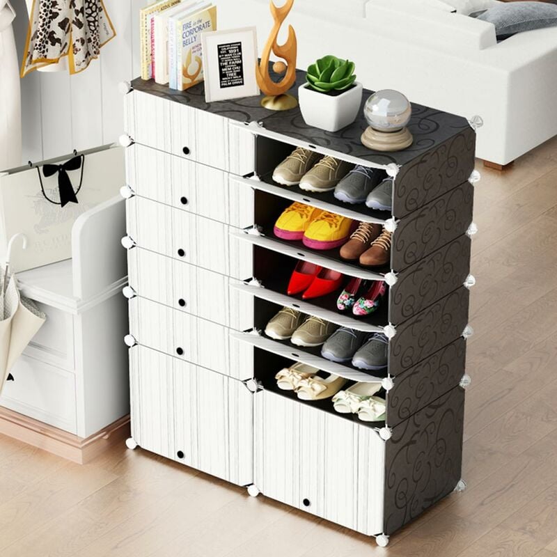 foto del prodotto scarpiera modulare 12 cubi mobile porta scarpe componibile 24 paia salvaspazio
