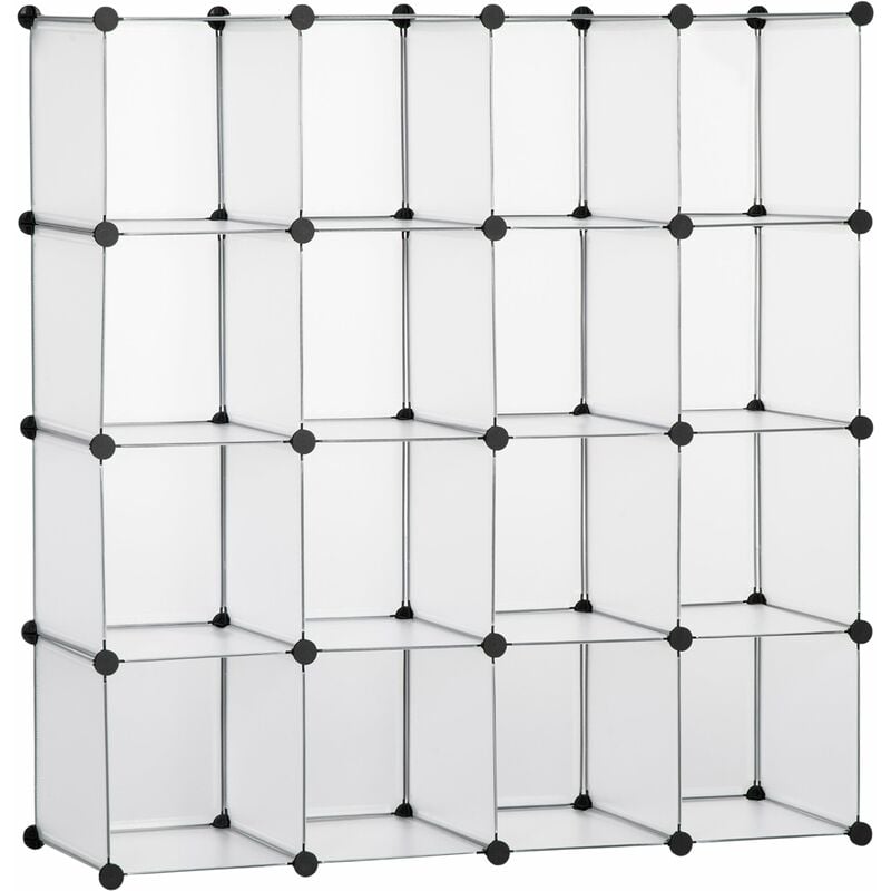 foto del prodotto scarpiera modulare 125x32x125 cm 16 cubi in plastica e acciaio trasparente