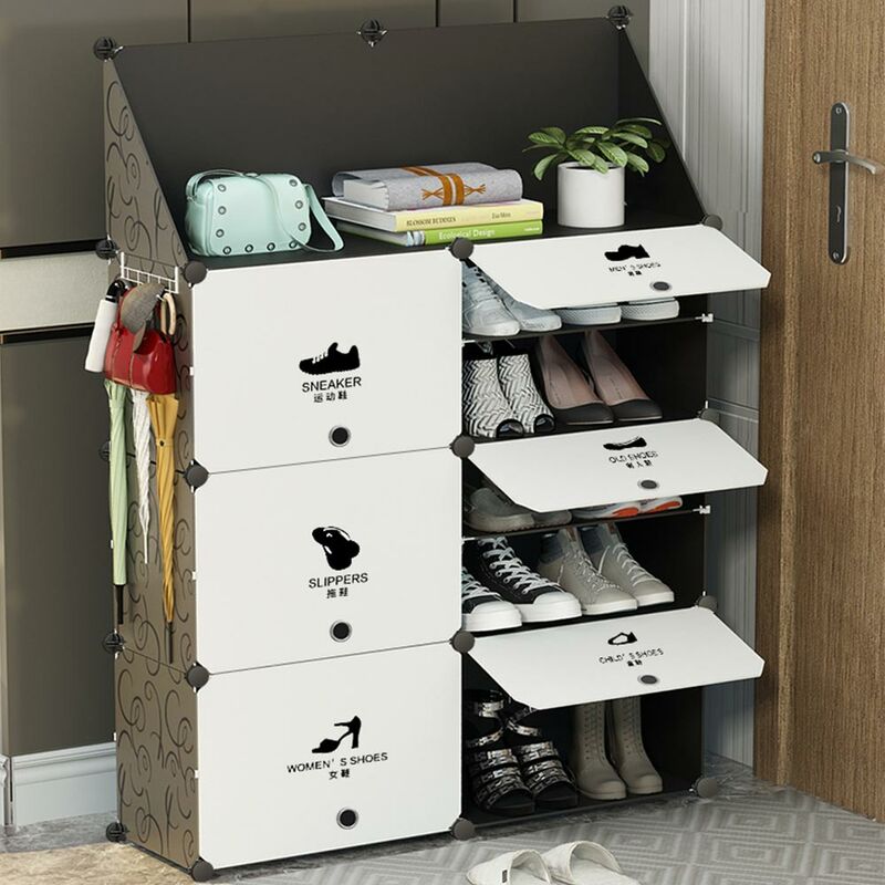 foto del prodotto scarpiera modulare 6 cubi ripiano mobile porta scarpe componibile 20 paia