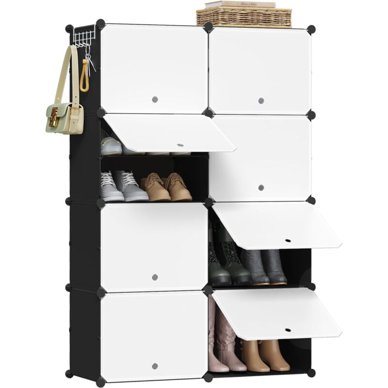 foto del prodotto scarpiera modulare 8 scomparti mobile porta scarpe componibile 32 paia salvaspazio, bianco woltu