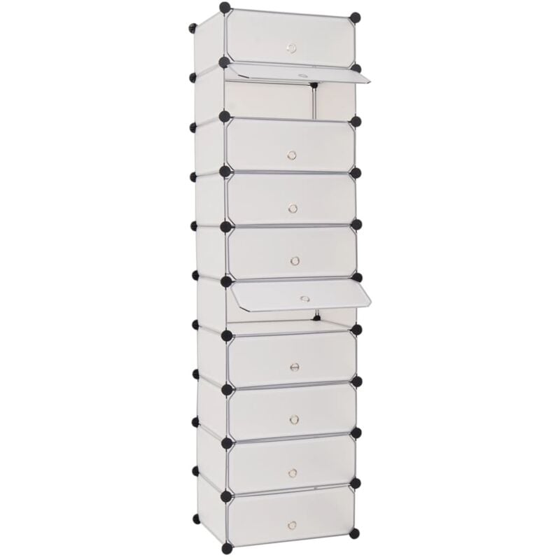 foto del prodotto scarpiera modulare a 10 scomparti in plastica e acciaio vari colori colore bianco