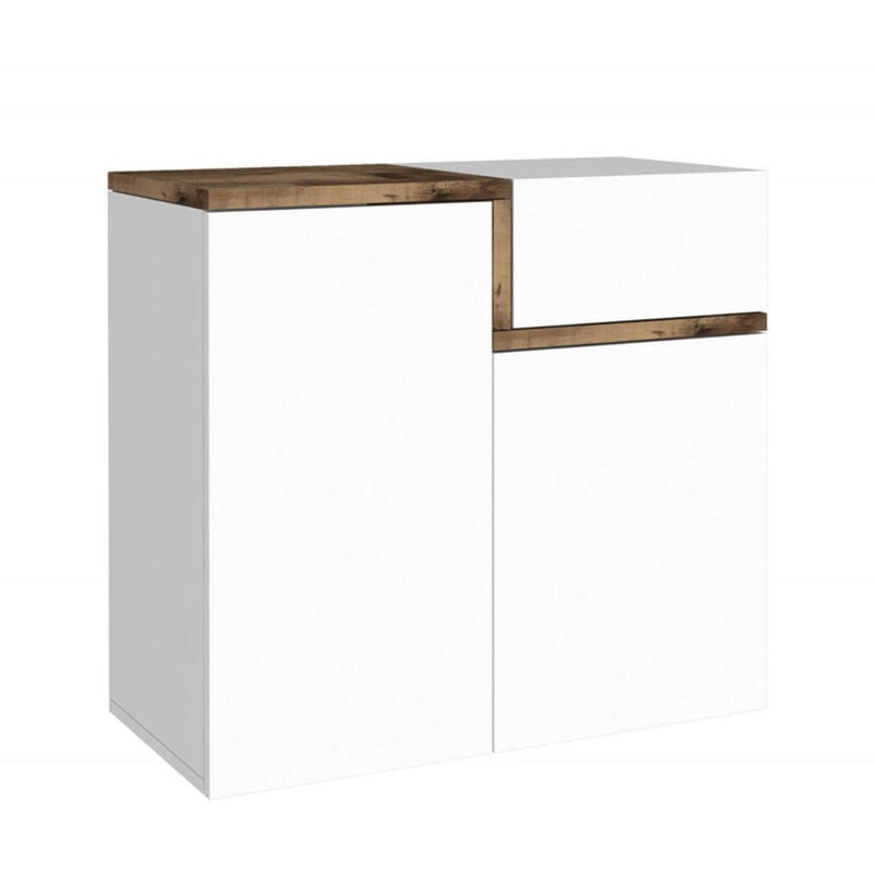 foto del prodotto scarpiera morfeo, mobile multiuso a 2 ante e 1 anta a ribalta, portascarpe da ingresso, 100 made in italy, cm 80x40h80, bianco lucido e acero dmora