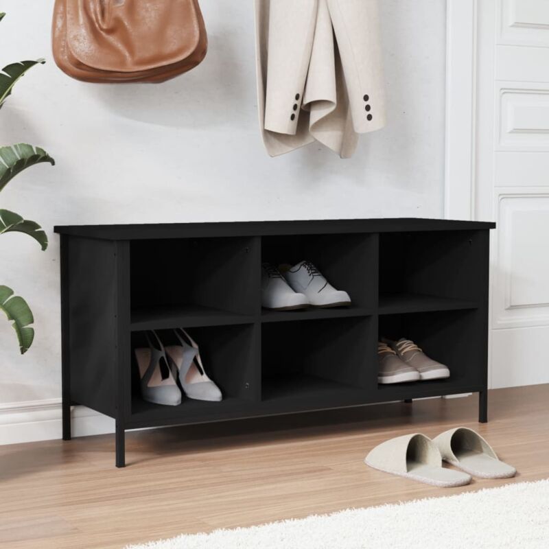 foto del prodotto scarpiera nera 100x35x50 cm in legno multistrato vidaxl nero