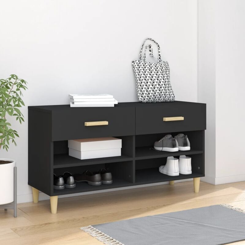 foto del prodotto scarpiera nera 102x35x55 cm in legno multistrato