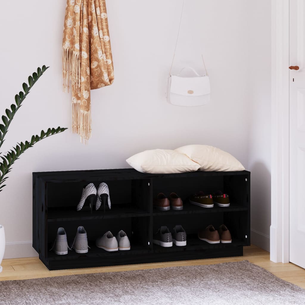 foto del prodotto scarpiera nera 110x34x45 cm in legno massello di pino cod mxl 49368