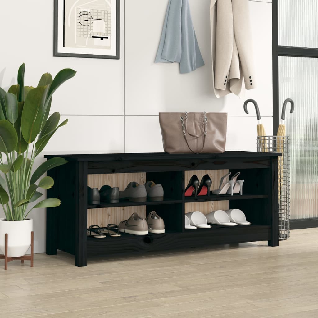 foto del prodotto scarpiera nera 110x38x45,5 cm in legno massello di pino cod mxl 48242