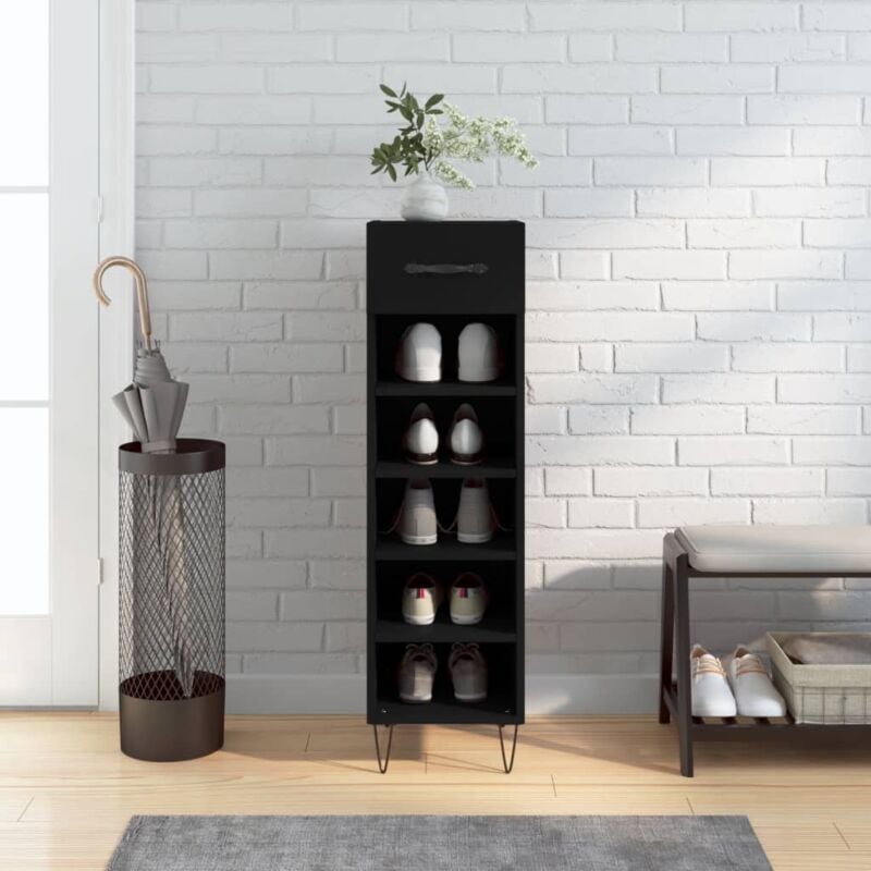 foto del prodotto scarpiera nera 30x35x105 cm in legno multistrato vidaxl