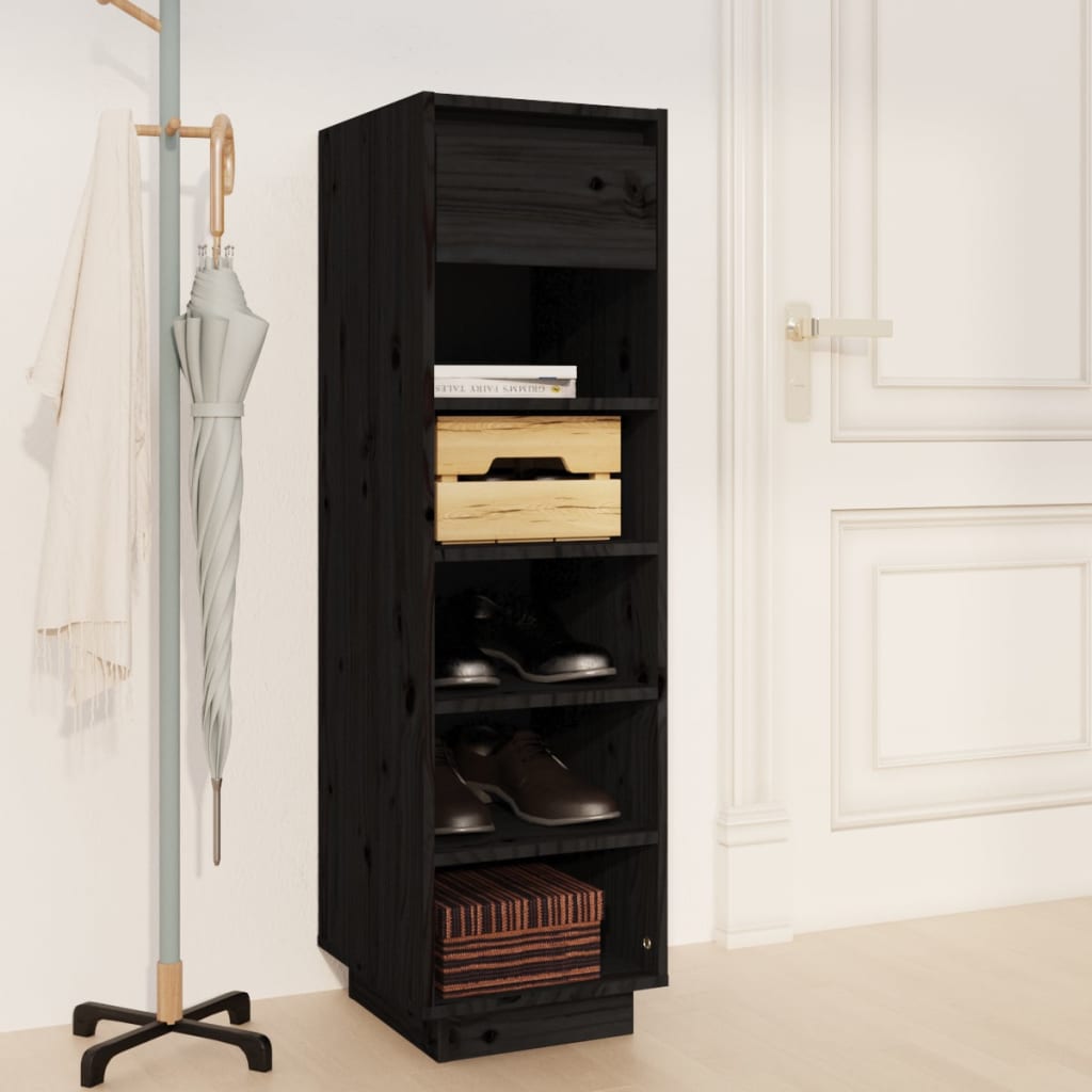 foto del prodotto scarpiera nera 34x30x105 cm in legno massello di pino cod mxl 48897