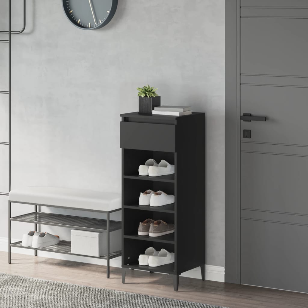 foto del prodotto scarpiera nera 40x36x105 cm in legno multistrato cod mxl 39183