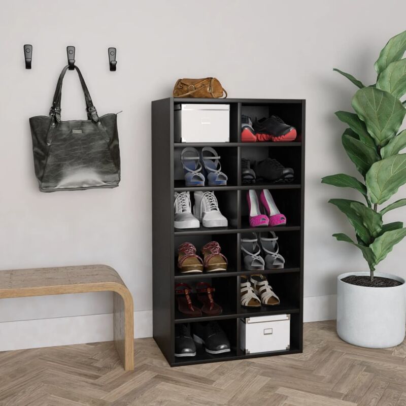 foto del prodotto scarpiera nera 54x34x100,5 cm in legno multistrato vidaxl nero