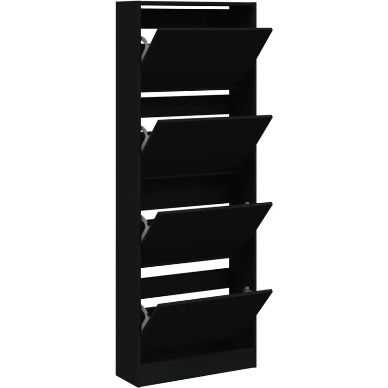 foto del prodotto scarpiera nera 60x21x163,5 cm in legno multistrato vidaxl