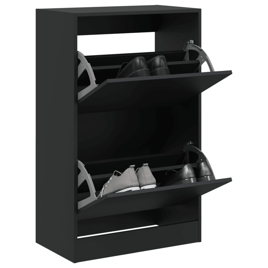 foto del prodotto scarpiera nera 60x34x96,5 cm in legno multistrato
