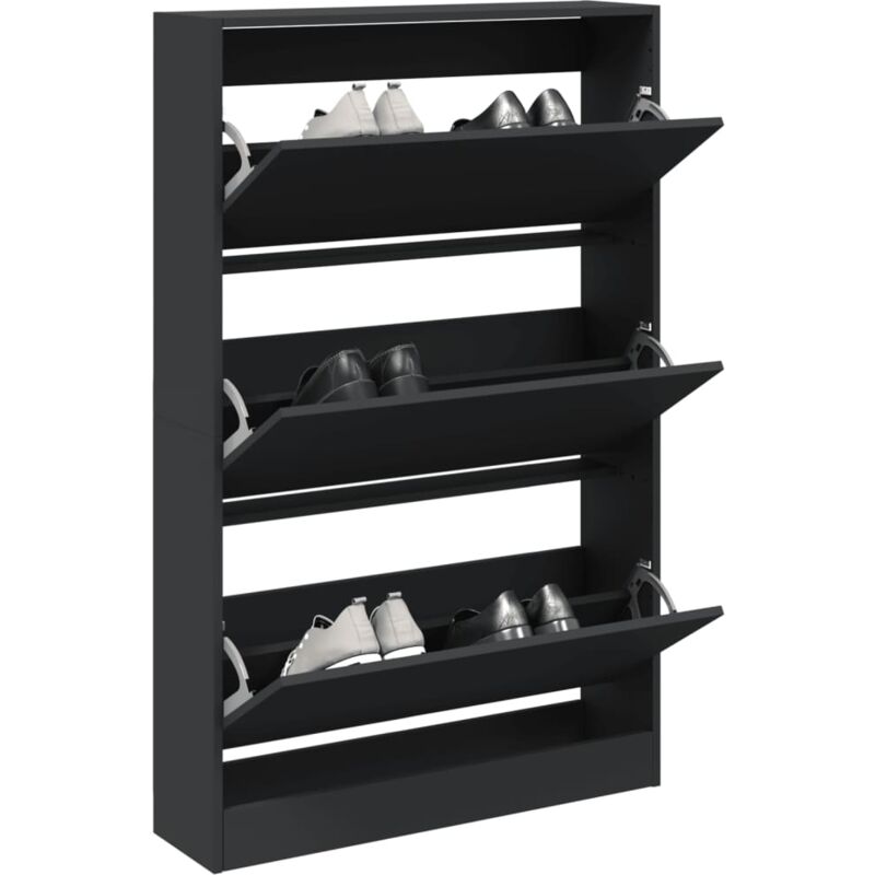 foto del prodotto scarpiera nera 80x21x125,5 cm in legno multistrato vidaxl