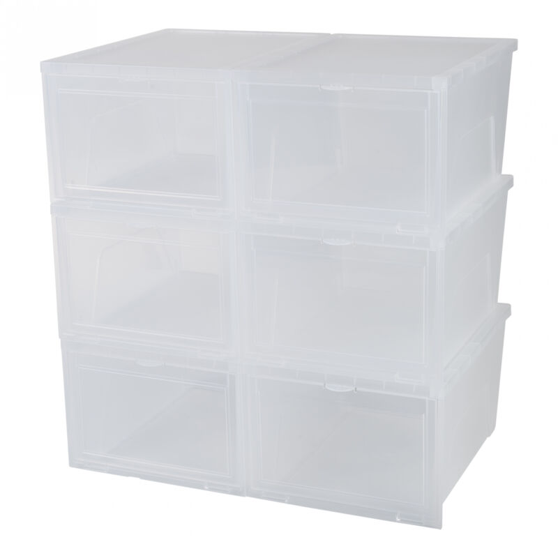 foto del prodotto scarpiera, organizzatore con anta, scarpiera in plastica, confezione da 6, 14l, impilabile, camera da letto, ingresso scarpiera con apertura
