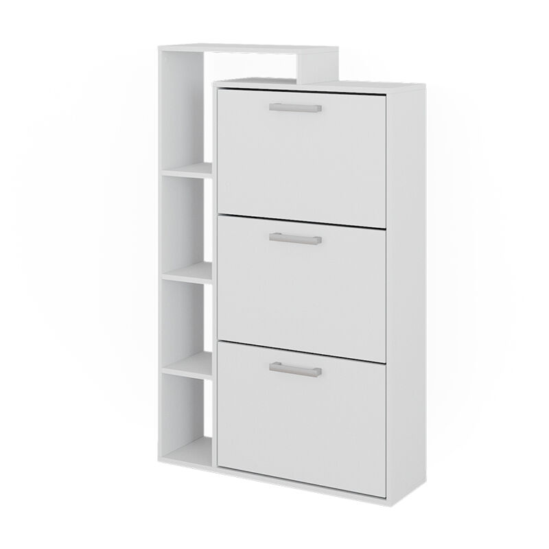 foto del prodotto scarpiera orlando, bianco, 80 x 128.3 cm con 3 scomparti vicco