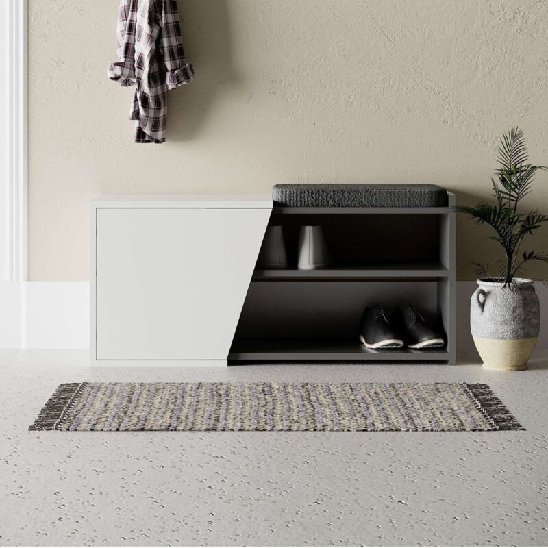 foto del prodotto scarpiera panca con anta colore bianco e antracite 104.6 cm lesta