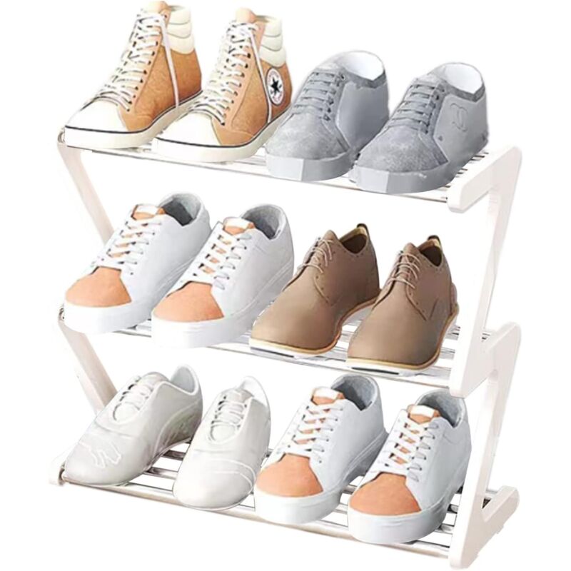 foto del prodotto scarpiera piccola a 3 ripiani, mini ripiano per scarpe, robusto e stretto, organizer per ingresso, corridoio, montaggio rapido 43 x 19 x 35 cm 