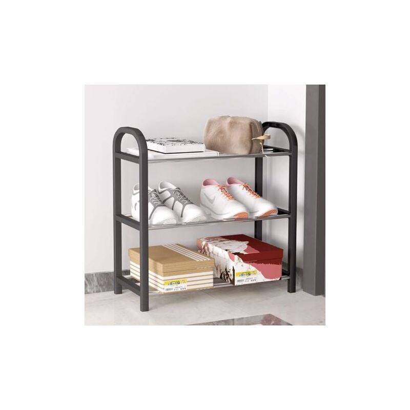 foto del prodotto scarpiera piccola, scarpiera a 3 ripiani, mini ripiano per scarpe, organizer per ripiano stretto per scarpe per ingresso e corridoio 42 x 19 x 43 cm