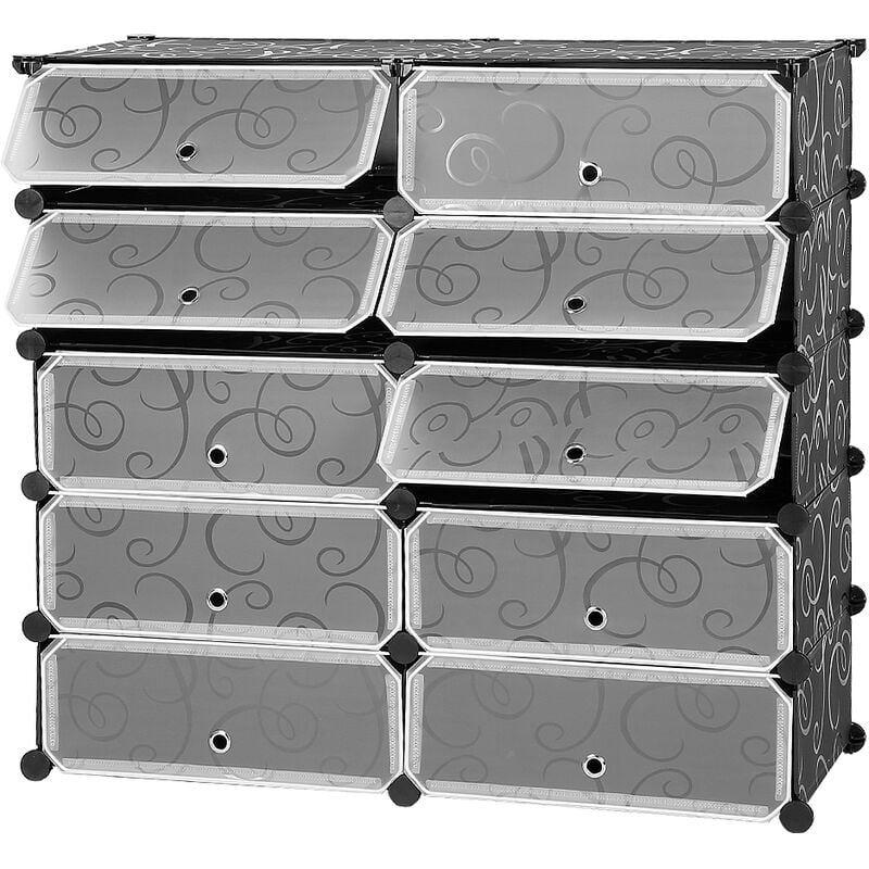 foto del prodotto scarpiera plastica grande scatola portaoggetti per sneaker 2x5 cubes organizzatore di scarpe sistema di scaffalature 903687.5cm