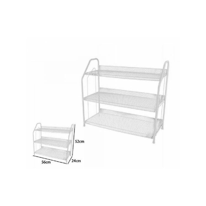 foto del prodotto scarpiera porta scarpe 3 ripiani piani in metallo bianco mobile salvaspazio67859