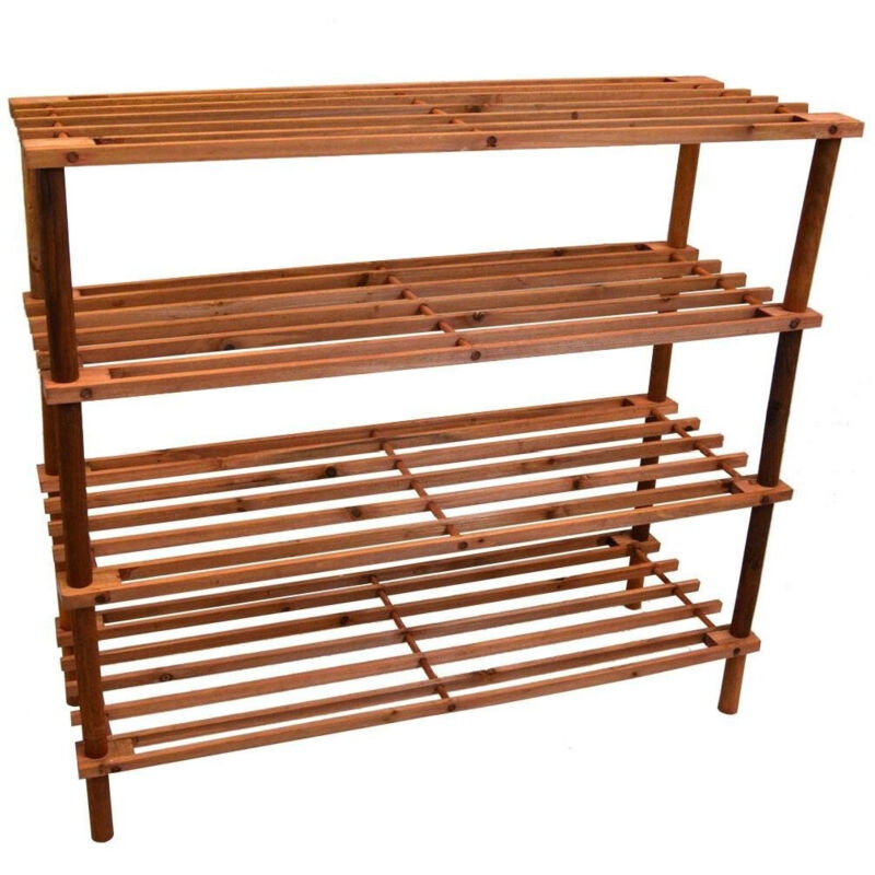 foto del prodotto scarpiera porta scarpe 4 ripiani piani in legno scaffale mobile salvaspazio casa trade shop traesio