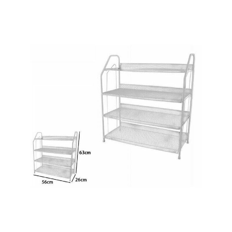 foto del prodotto scarpiera porta scarpe 4 ripiani piani in metallo bianco mobile salvaspazio67860