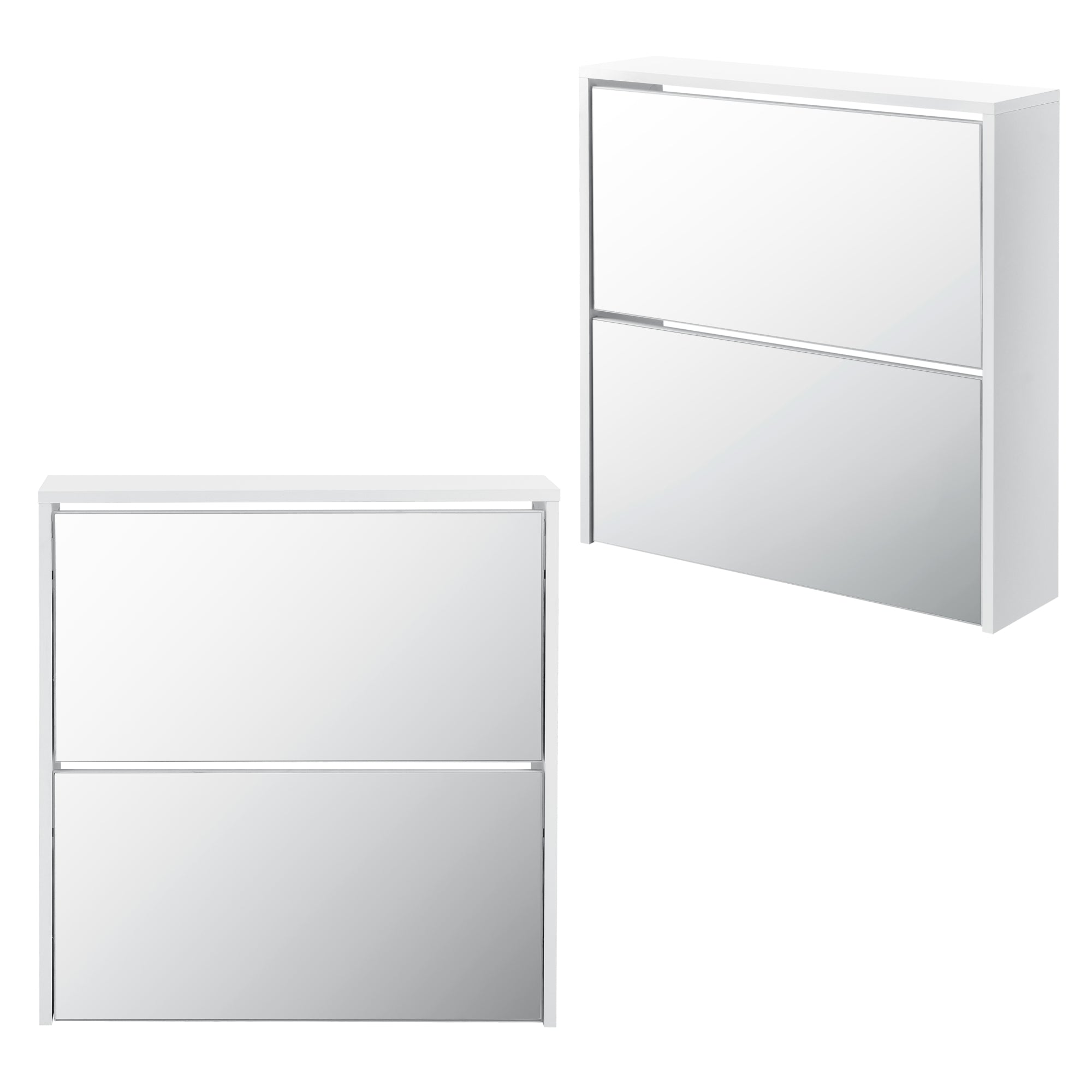 foto del prodotto scarpiera portascarpe per 6 paia di scarpe 2 superfici di appoggio in mdf a specchio 67 x 63 x 17 cm bianco 03 0002839