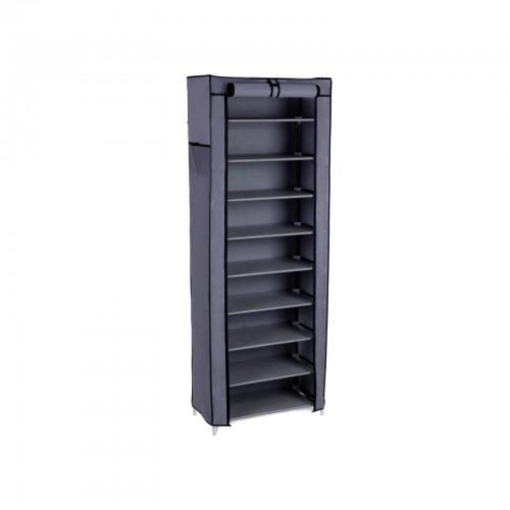 foto del prodotto scarpiera ripiani 10 strati con coperchio 27 paia di scarpe 58 x 28 x 160 cm grigio 12 0001085