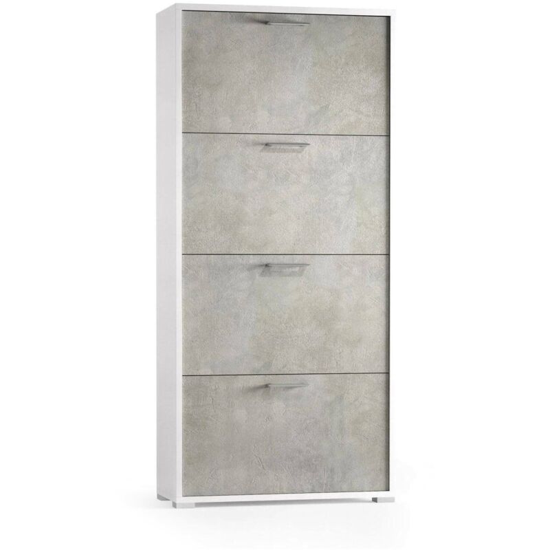foto del prodotto scarpiera rosa, mobile multiuso da ingresso con 4 ante a ribalta, armadietto portascarpe a doppia profondit , 100 made in italy, cm 67x28h147,