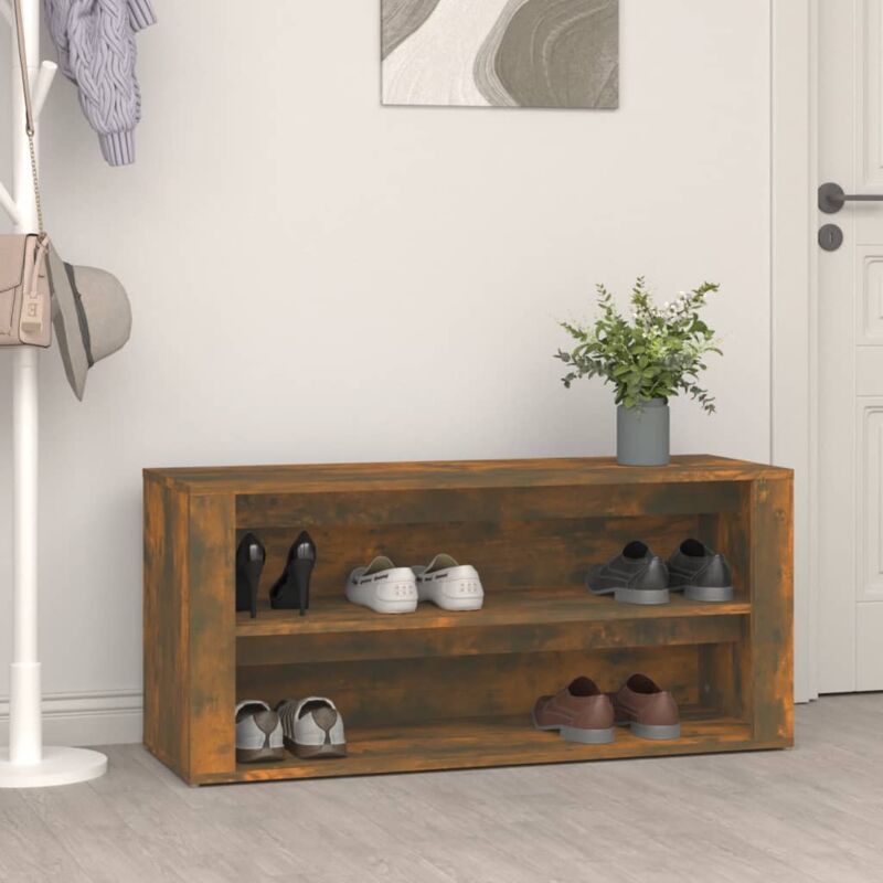 foto del prodotto scarpiera rovere fumo 100x35x45 cm in legno multistrato vidaxl