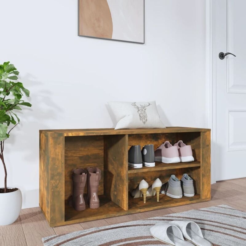foto del prodotto scarpiera rovere fumo 100x35x45 cm in legno multistrato vidaxl