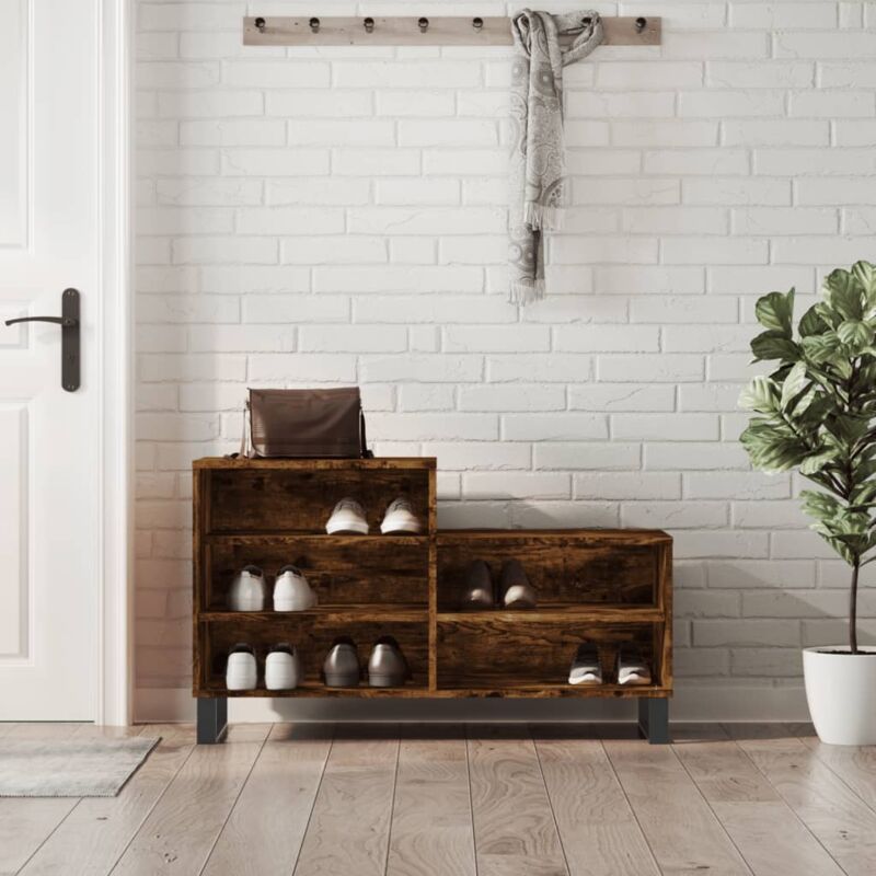 foto del prodotto scarpiera rovere fumo 102x36x60 cm in legno multistrato vidaxl