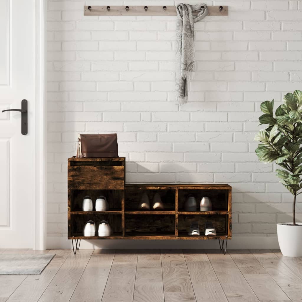 foto del prodotto scarpiera rovere fumo 102x36x60 cm in legno multistratocod mxl 126701