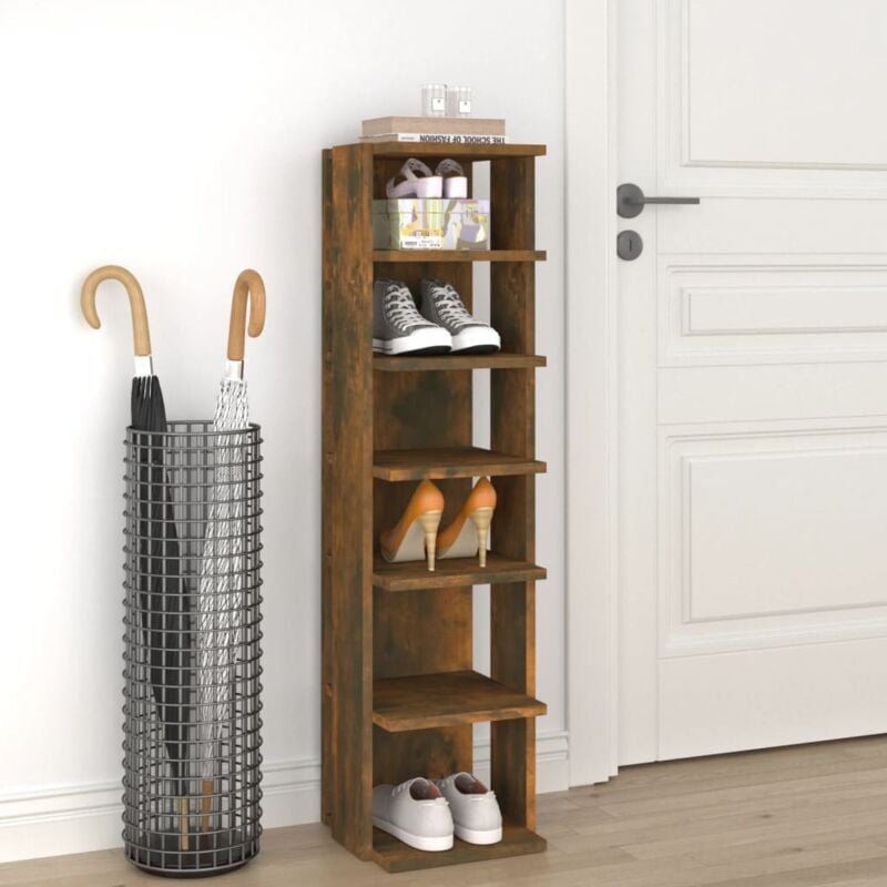 foto del prodotto scarpiera rovere fumo 27,5x27x102 cm legno multistrato vidaxl