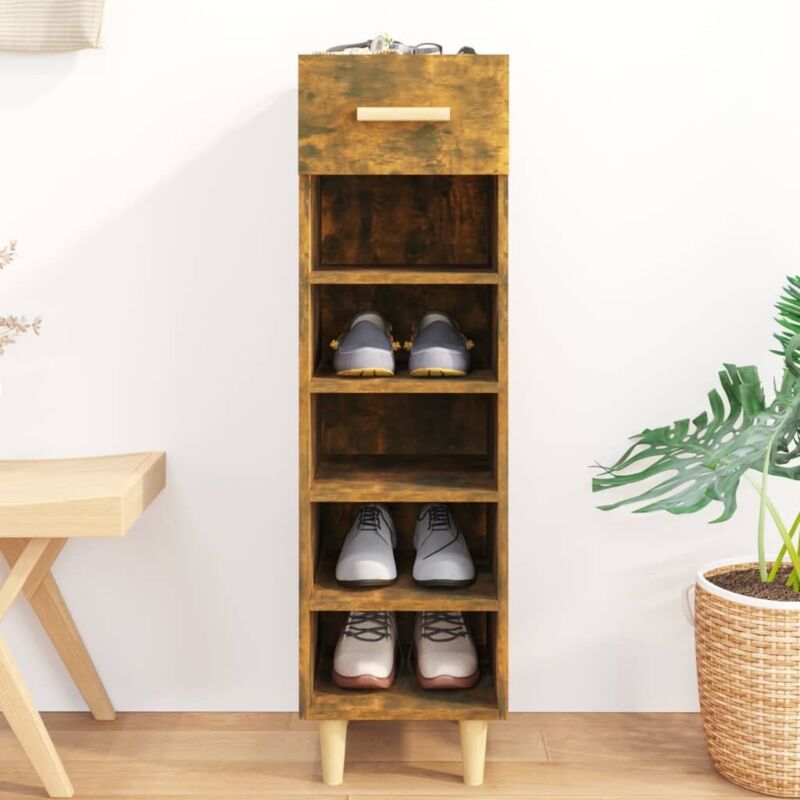 foto del prodotto scarpiera rovere fumo 30x35x105 cm in legno multistrato vidaxl