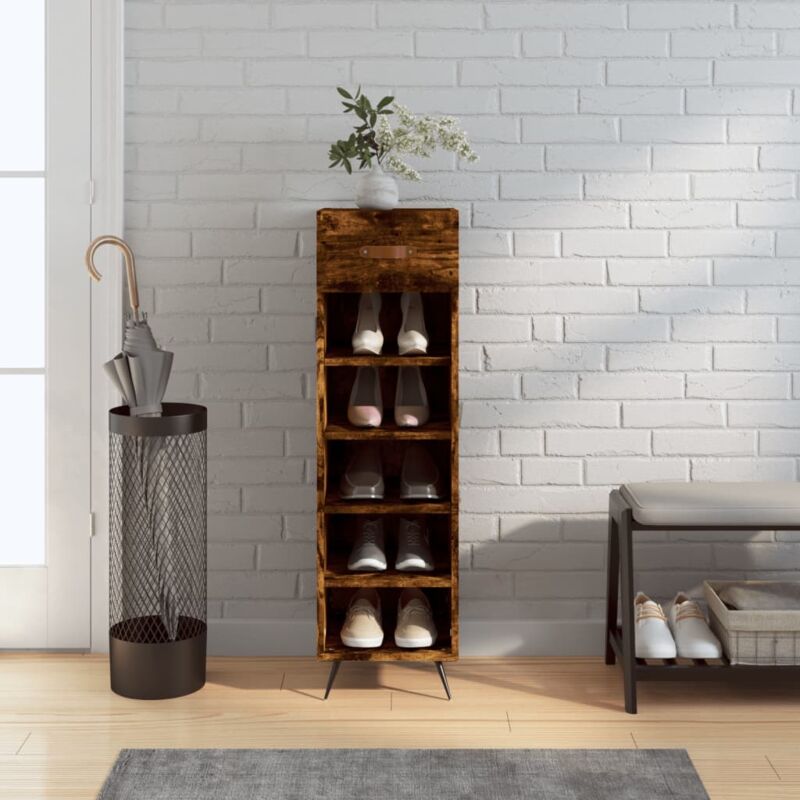 foto del prodotto scarpiera rovere fumo 30x35x105 cm in legno multistrato vidaxl