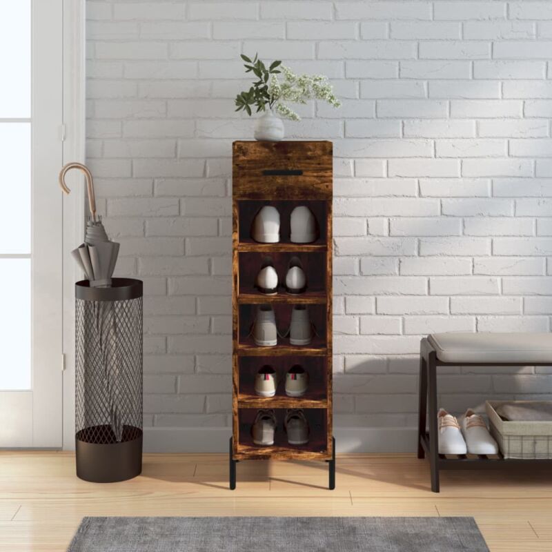 foto del prodotto scarpiera rovere fumo 30x35x105 cm in legno multistrato vidaxl