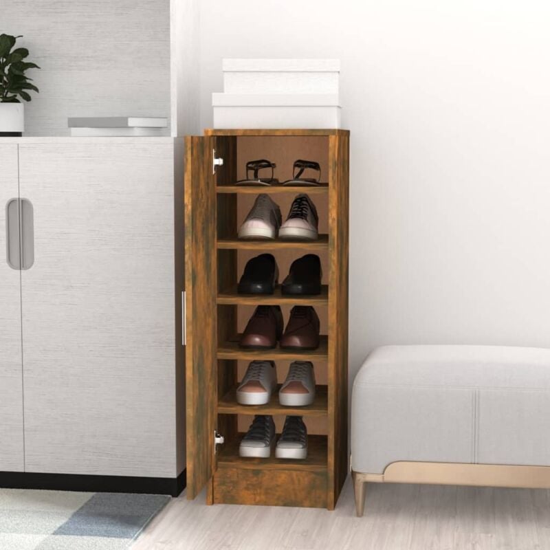 foto del prodotto scarpiera rovere fumo 32x35x92 cm in legno multistrato