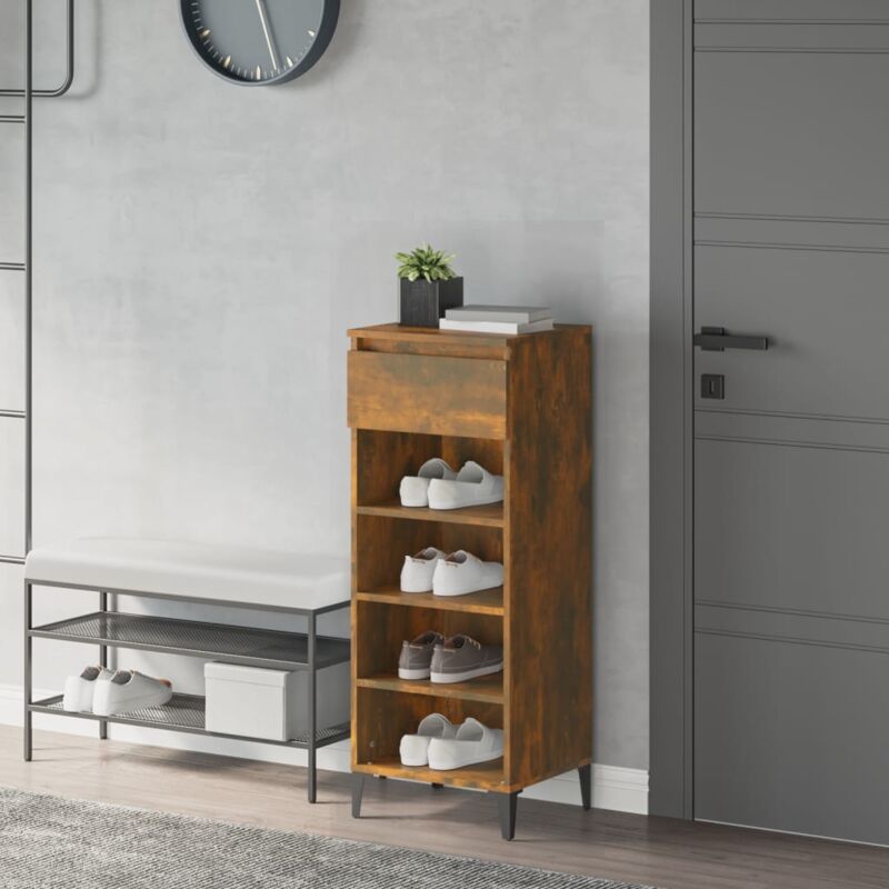 foto del prodotto scarpiera rovere fumo 40x36x105 cm in legno multistrato vidaxl