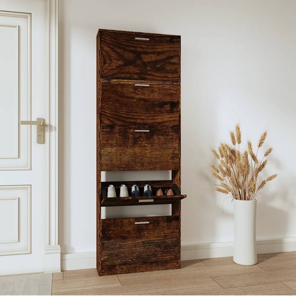foto del prodotto scarpiera rovere fumo 59x17x169 cm in legno multistrato cod mxl 68801