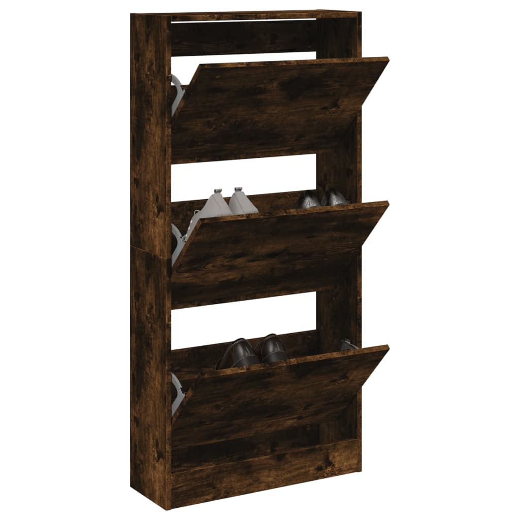 foto del prodotto scarpiera rovere fumo 60x21x125,5 cm in legno multistratocod mxl 110790