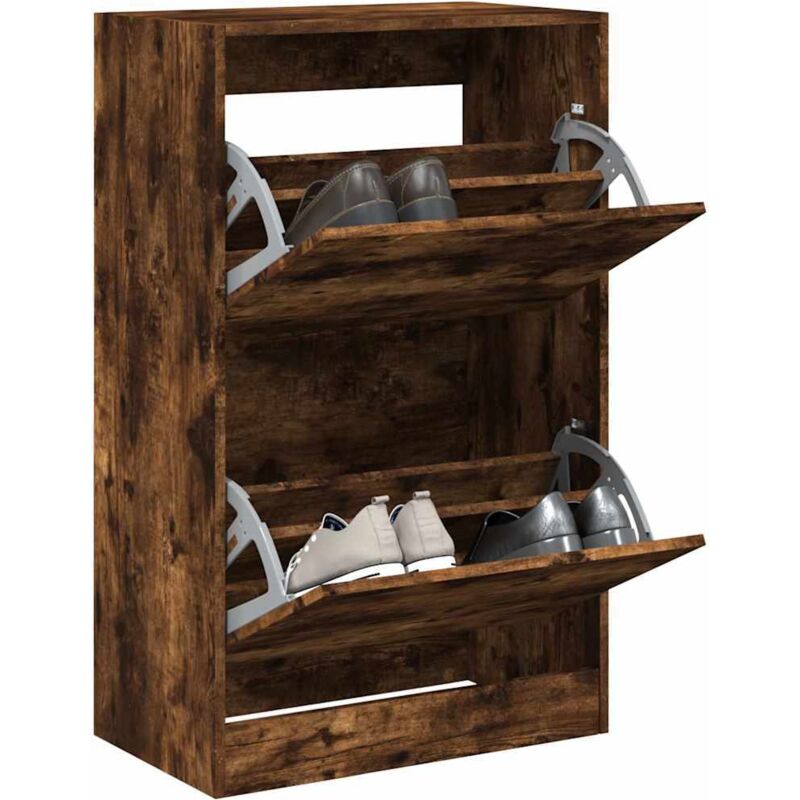 foto del prodotto scarpiera rovere fumo 60x34x96,5 cm in legno multistrato vidaxl