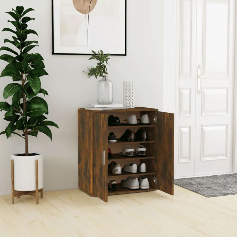 foto del prodotto scarpiera rovere fumo 60x35x70 cm in legno multistrato vidaxl