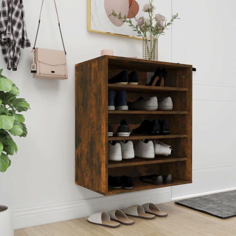foto del prodotto scarpiera rovere fumo 60x35x70 cm in legno multistrato vidaxl