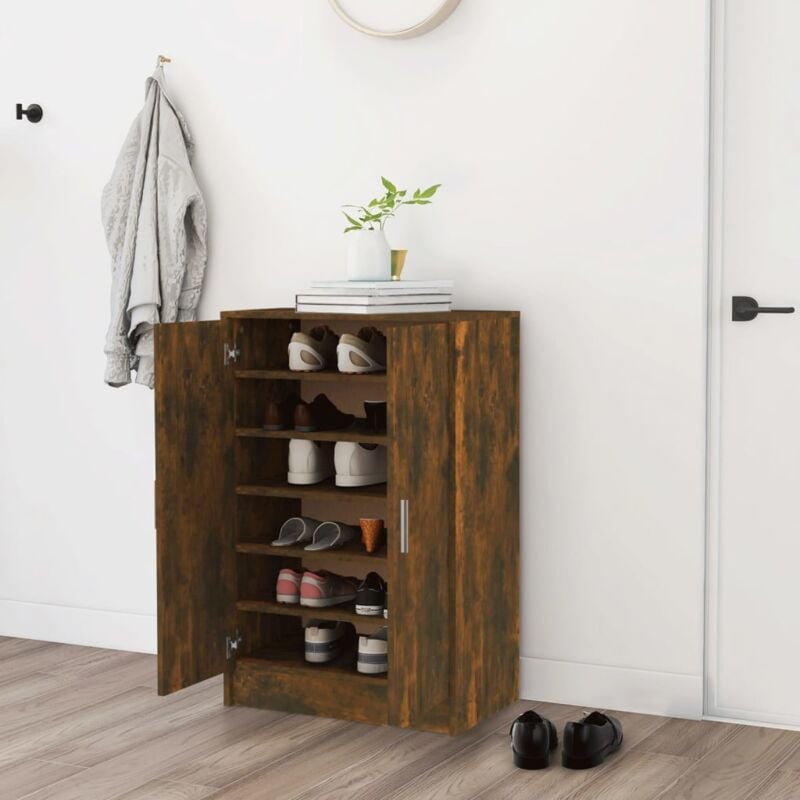 foto del prodotto scarpiera rovere fumo 60x35x92 cm in legno multistrato vidaxl