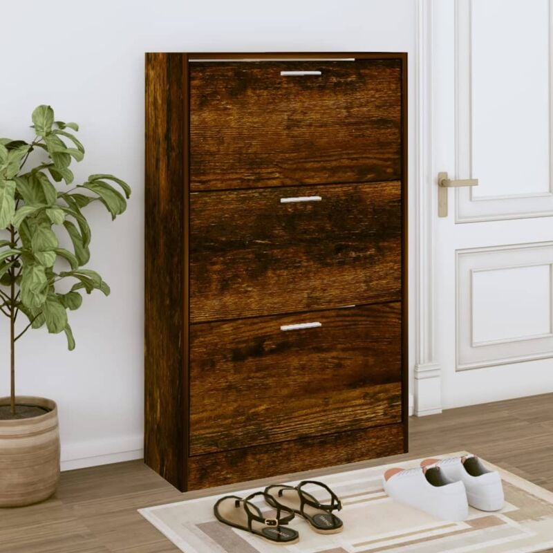 foto del prodotto scarpiera rovere fumo 63x24x103 cm in legno multistrato vidaxl