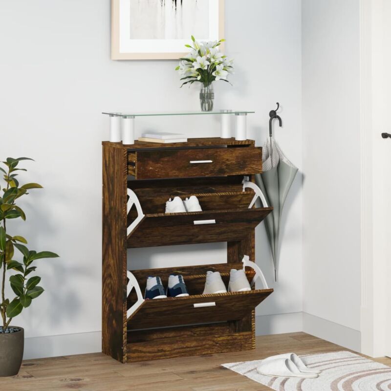 foto del prodotto scarpiera rovere fumo 63x24x104 cm in legno multistrato vidaxl