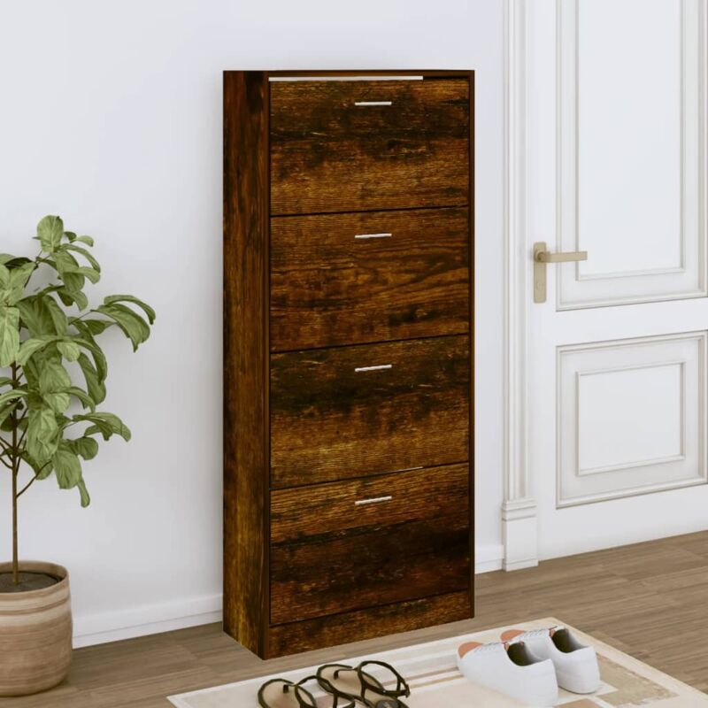 foto del prodotto scarpiera rovere fumo 63x24x147 cm in legno multistrato vidaxl