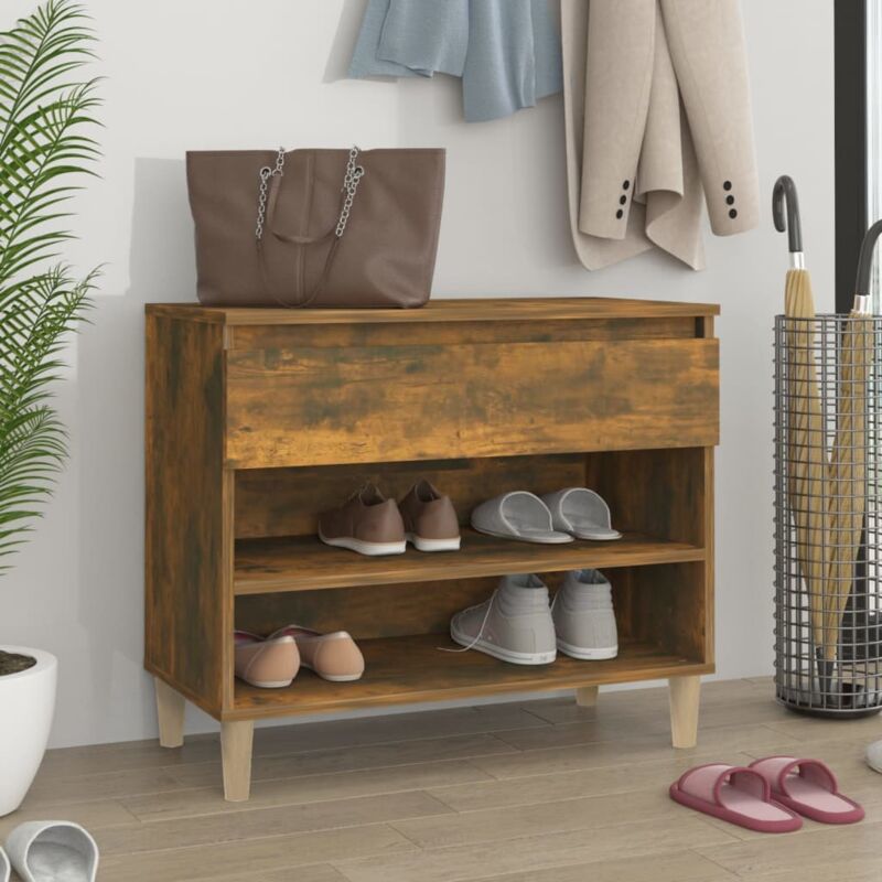 foto del prodotto scarpiera rovere fumo 70x36x60 cm in legno multistrato vidaxl