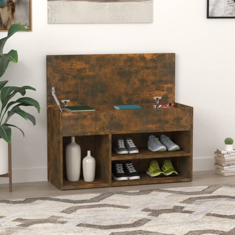 foto del prodotto scarpiera rovere fumo 80x30x45 cm in legno multistrato vidaxl